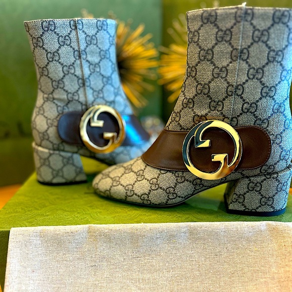100% Authentic NWT Gucci Blondie Boots GG Gold Logo Monogram, 36, 39, 41.5 42. - Picture 1 of 5